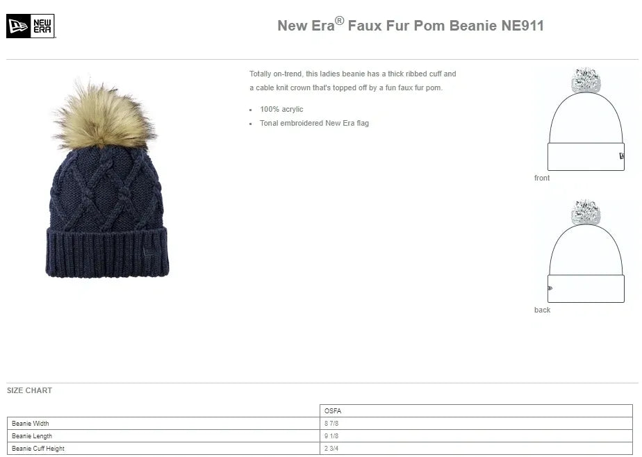 Assumption Embroidered Fur Pom Beanie